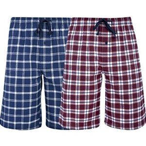 Hanes Men’s Big Woven Stretch Pajama Shorts – 2 Pack, Navy & Red, Small & 4XL